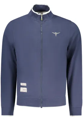 Produktbild von Herren-Sweatshirt in Blau mit Reißverschluss und Kontrastdetails
