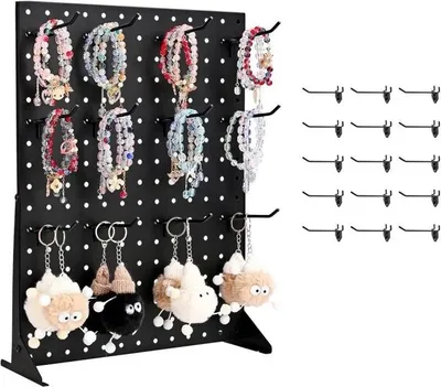 Produktbild von Displayständer Stecktafel mit 15 Haken - Präsentationsständer 440x330x114mm - Stecksystem Displayhalterung