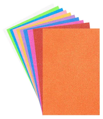 Produktbild von Glitzer Schaumstoffbögen - 10 Blätter zum Basteln - Gemischte Farben