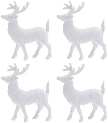 Productafbeelding van Set van 4 Witte Hertenfiguren voor Kerstdecoratie