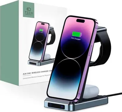 Zdjęcie produktu dla Tech-Protect wireless charger A26 3in1 QI15W, black