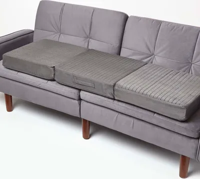 Produktbild von HOMESCAPES Velours Sofa-Auflage für 3-Sitzer 150 x 50 cm - langes Sitzkissen grau