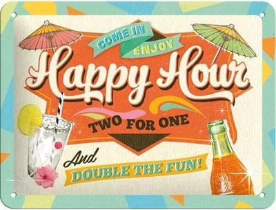 Produktbild von Nostalgic-Art - Blechschild 15x20 cm - Happy Hour