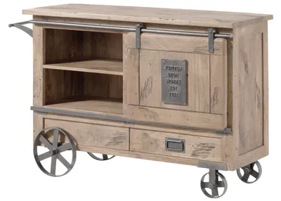 Immagine prodotto di MASSIVMOEBEL24 | Serviertisch Mango 120x45x85 beige lackiert RAILWAY #397