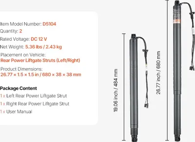 Obrázek produktu pro Elektrický tlumič zvedacích dveří, napětí 12 V, odolné provedení, černá barva