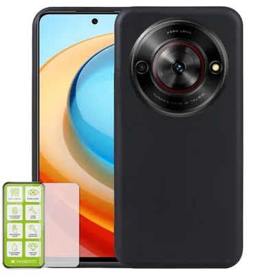 Produktbild von Für ZTE Blade A75 5G Silikon TPU Schutz Hülle Schwarz + H9 Hart Glas Folie