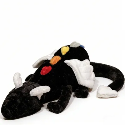 Produktbild von Plüsch Drache Kuscheltier Kissen 50 cm Dino Spielzeug Kuscheldrache Regenbogenschwarz