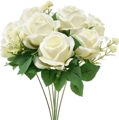 Produktbild von Künstliche Rosenstrauß Weiß 42cm Hochzeit Dekoration Seidenblumen