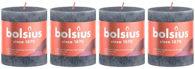 Image de lot de 4 bougies - hauteur 8 cm - diamètre 6,8 cm - Rustique - Bleu ardoise