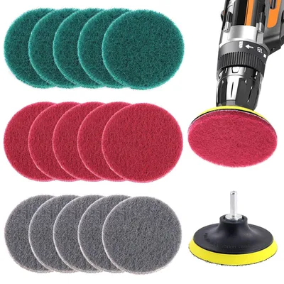 Produktbild von 16-teiliges Reinigungssset mit Bürsten und Pads für den Einsatz mit Bohrmaschine