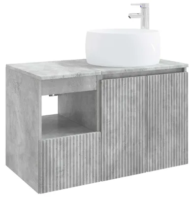 Produktbild von Badezimmermöbel-Set 2 stk. Betongrau Holzwerkstoff