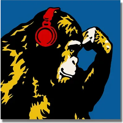 Produktbild von TPFLiving Kunstdruck LW-865 (OHNE RAHMEN) Poster - Leinwand - Wandbild - Hochauflösender Giclée-Druck, langlebig und hochwertig - Verschiedene Affenmotive - Größe: 70x70cm