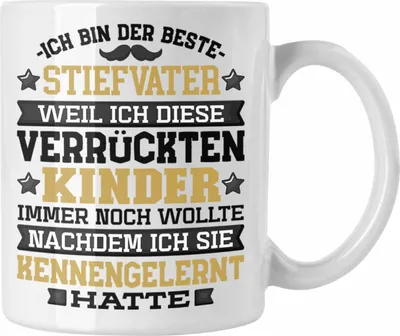 Produktbild von Trendation - Stiefvater Tasse Geschenk Stiefpapa Lustiger Spruch Geschenkidee Bonus Papa Vatertag Ich Bin der Beste Stiefvater (Weiß)