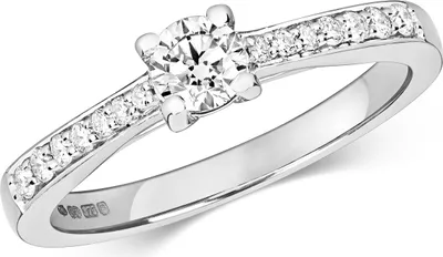 Produktbild von Funkelndes Feuer 9 Karat (375) Weißgold Solitär Verlobung Diamant Damenring Brillant-Schliff 0.50 Karat H - I1, 55 (17.5); TRS321319KWRSO
