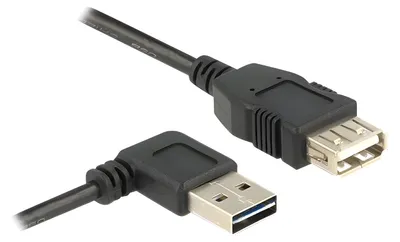 Produktbild von Kabel EASY USB 2.0-A links/rechts gewinkelt Stecker > USB 2.0-A Buchse schwarz 0,5 m