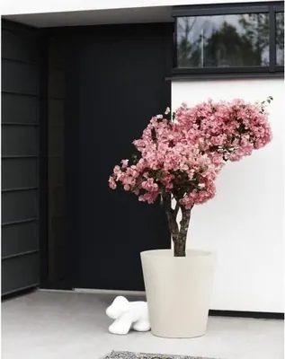 Image de Pot de fleurs ELHO Pure Straight Round 50, Blanc Lin, Ø 49.5 x H 51 cm, 100% Recyclé