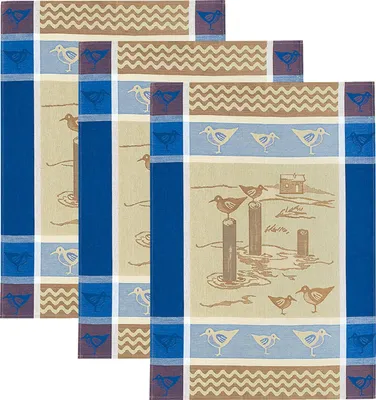 Produktbild von Geschirrtuch im 3er-Pack aus Halbleinen Möven, Größe 50x70 cm