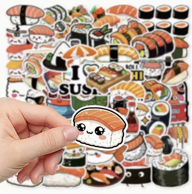 Produktbild von Sushi-Aufkleber – Lustige Sushi-Aufkleber – Japanisches Sushi – 50 Stück – Laptop-Aufkleber – Tagebücher – Trendige Aufkleber – CHPN