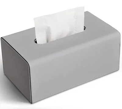 Produktbild von Kosmetiktücherbox Kunstleder Grau Rechteck 25x15x11 cm
