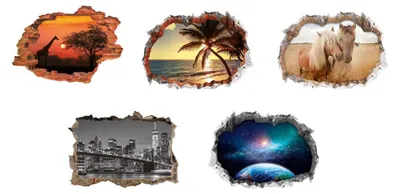 Immagine prodotto di Tatuaggio da parete 3D skyline multicolore