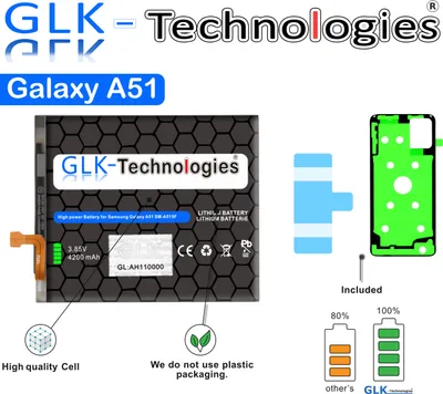 Produktbild von GLK-Technologies Samsung Galaxy A51 SM-A515F Akku Batterie EB-BA515ABY Top Ohne Set