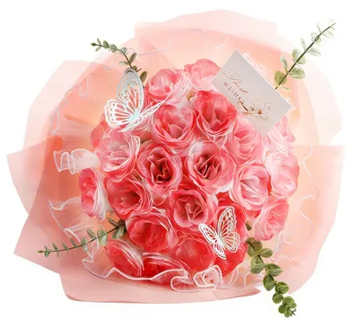 24er DIY-Glitzerrosen-Bouquet, Kunstblumen, Rot