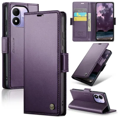 Produktbild von Lederhülle für Xiaomi Redmi Note 17 4G/5G Brieftasche Kartenfach Schutzhülle mit Standfunktion Lila