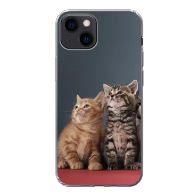 Produktbild von MuchoWow® Handyhülle Schutzhülle Hülle für iPhone 13 mini Kätzchen - Blau - Rosa - Mädchen - Jungen - Kind Silikon Softcase Handy Hülle - Softcase