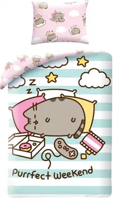 Productafbeelding van Pusheen dekbedovertrek Purfect weekend 140 x 200 cm Katoen