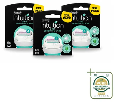 Zdjęcie produktu dla 3 sztuki ostrzy zapasowych Wilkinson Intuition Sensitive Care, przeznaczonych do pielęgnacji wrażliwej skóry - zestaw ekonomiczny