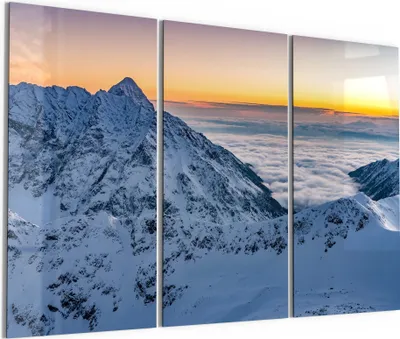 Produktbild von DEQORI Glasbild Echtglas 3x50x100 cm 'Tatraberge bei Morgenrot' Wandbilder XXL groß