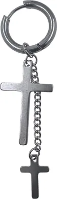 Produktbild von 316L Chirurgenstahl Creolen Ohrring 17mm mit hängenden Kreuzen