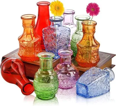 Produktbild von Famanu Glasvase 10 Stück - Kleine transparente Blumenvasen