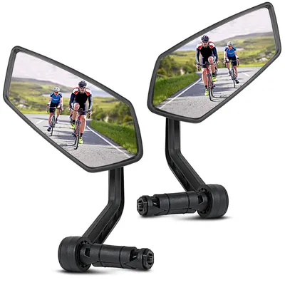 Obrázok produktu pre Zrkadlo na bicykel, odrazivé, s HD sklom, otočné o 360°, pre bezpečnejšiu jazdu na bicykli
