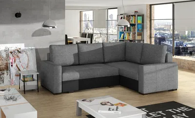 Produktbild von NABBI Ecksofa mit Zersetzung u Lagerraum Castelo P - hellgrau / schwarz