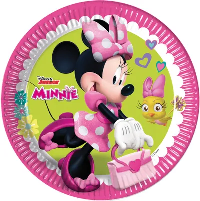 Produktbild von Minnie Mouse Partyteller 23 cm rosa / grün 8 Stück