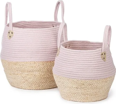 Produktbild von KidsDepot Aufbewahrungskorb 2er Set Kori Rosa-Naturel