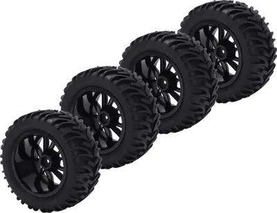 Zdjęcie produktu dla 4 SZTUK plastikowych felg RC z gumowymi oponami i zestawem 10 szprych do samochodu Monster Trunk 1/8 1/10 RC