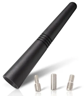 Produktbild von Villkin Kurzstab-Autoantenne 9,2 cm für optimalen AM/FM-Empfang | Inkl. M4, M5 & M6 Adapter | Schwarz, 1er Pack