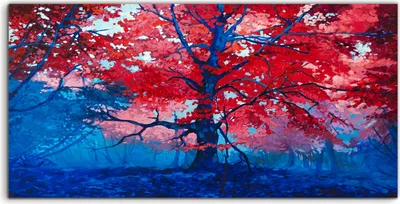 Produktbild von Coloray Acrylbild 140x70  Wandbild Acrylbilder Landschaft Herbst Baum Wald Malerei
