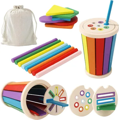 Productafbeelding van Montessori-speelgoed voor kinderen - Houten kleur-vorm-matching-spellen - Sensorisch speelgoed voor jonge kinderen