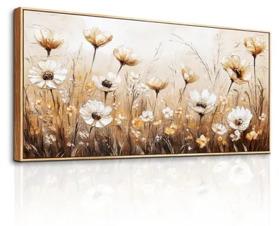 Obrázok produktu pre Obraz na plátne v ráme s moderným motívom kvetov, 60x120 cm