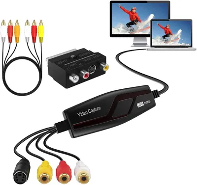 Produktbild von DIGITNOW! Video Grabber Überträgt Hi8 VHS auf Digital DVD für Windows 10 / Mac, Video Capture Karte mit Scart / AV Adapter,One-Touch-Videorecorder-Bearbeiten, Speichern und auf DVD Brennen