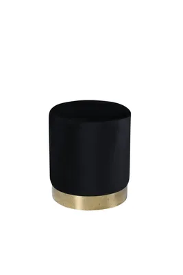 Image de Benji pouf ,repose-pieds  Ø35cm velours noir, laiton.