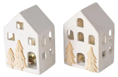Image de Boltze Home Deco Maison Château en porcelaine LED H 10,5 cm