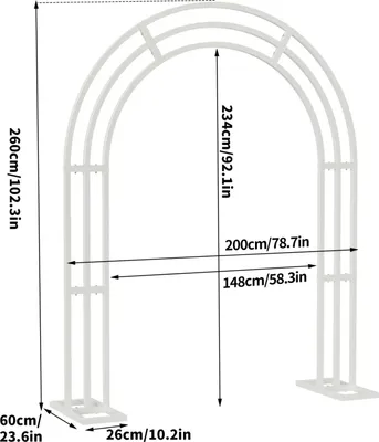 Immagine prodotto di Arco nuziale - Arco decorativo in metallo - 200x60x260 cm XXL - Pergola da giardino autoportante per cerimonie e feste - Bianco
