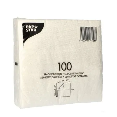 Produktbild von Servietten, 1-lagig 1/4-Falz 33 cm x 33 cm weiss