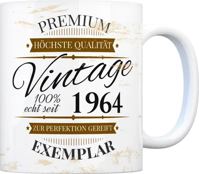 Produktbild von Vintage Tasse 100% echt seit 1964 Kaffeebecher [ber_jahrgeb]. Geburtstag