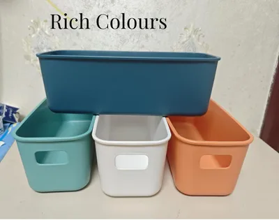 Image de Boîte de rangement en plastique, 28x10x11 cm, avec poignées, pour la cuisine et la salle de bain