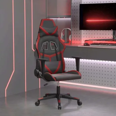 Produktbild von Gaming-Stuhl mit Massagefunktion Schwarz und Weinrot Kunstleder 345430
